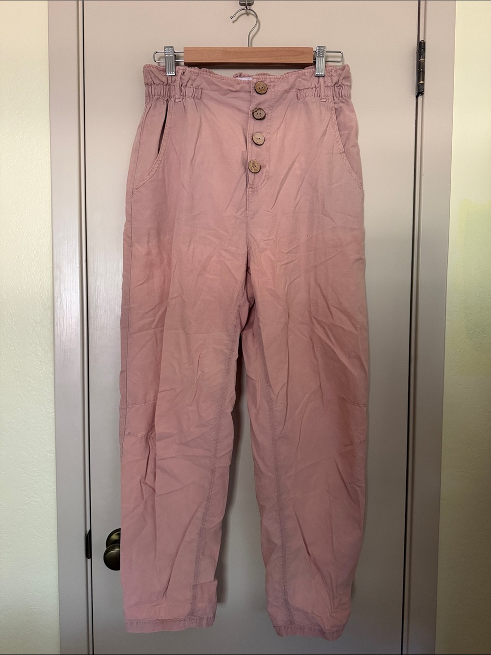 Zara Dusty Pink Paperbag Waist Trousers